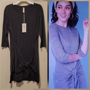 ❤ NWT! JANE HUDSON TIE FRONT CHARCOAL GRAY JERSEY MINI DRESS, SMALL